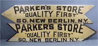 (2) "Parker's Store" Wooden Country Signs