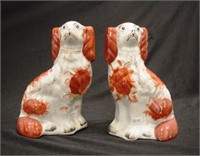 Pair of antique Staffordshire spaniels