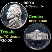 Proof 1990-s Jefferson Nickel 5c Grades GEM++ Proo