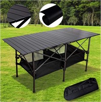 Aluminum Camping Table  Folding (Black  XL)
