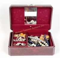 JEWELLERY BOX WITH COSTUME JEWELLERY