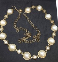 Long Gold-Tone Necklace With Large Halved