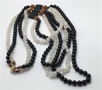 Black & White Beaded Multi Strand Necklace
