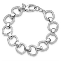 Sterling Silver- Polished Texture Bracelet