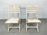 2x The Bid Folding Teak Chairs W Brass Hdwe