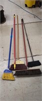 3 regular brooms, 1 shop broom