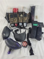 Various paintball equipment including belts