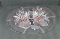 Frosted Floral Platter and Serving Bowl