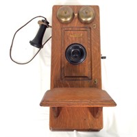 Western Electric Oak Crank Wall Telephone