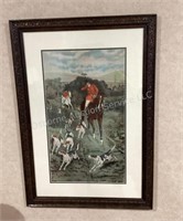 English Hunting Scene Picture, 23 1/2"x34”