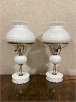 Pair of Milk Glass Lamps, 18" tall