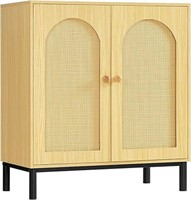 WEENFON Storage Cabinet with 2 Arched Rattan Doors