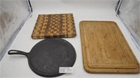 Griswold Cast Iron Griddle, Wood cutting boards