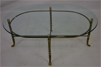 Brass and Glass Oval Coffee Table