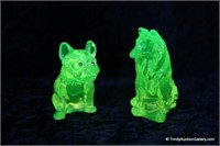 2 Westmoreland Glass Dog Figurines