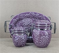 3pc Grape Snap Canisters & Serving Platter