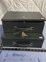 Pair of Lock Boxes, one with key