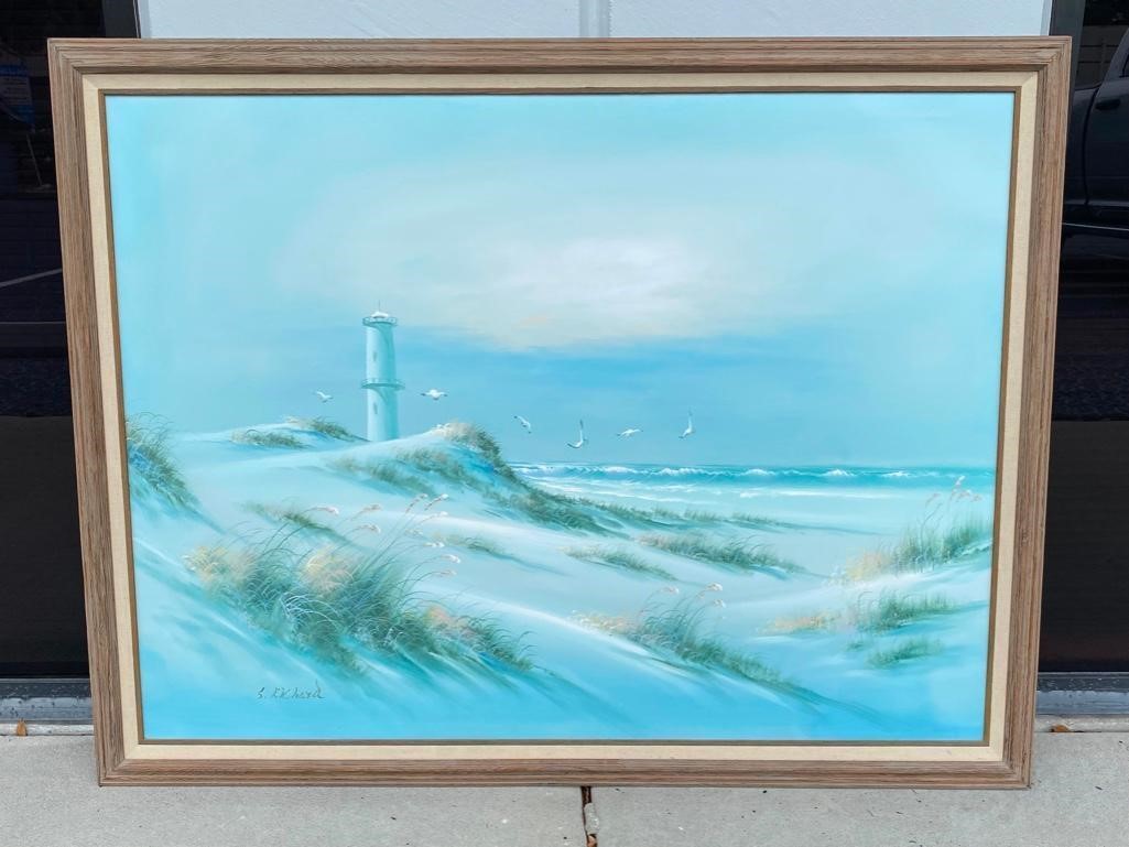 Beach Lighthouse Scene Painting JB