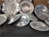 Aluminum Lot of Trays - Bowls - Lids
