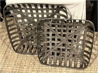 PAIR of Decorative Accent Square Storage Baskets