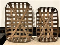 PAIR of Decorative Accent Storage Flat Baskets