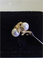 14K GOLD RNG W/PEARLS, SIZE 5