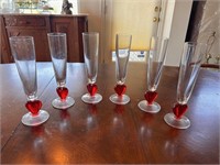Group of 6 Heart Champagne Flutes