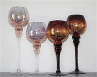 Crackled Glass Candle Holders Lot of 4