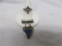 2PC STERLING SILVER PENDANT 1.25" AND STERLING