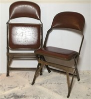 Pair of Vintage Vinyl Seated Folding Chairs