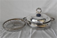 Silver Plate Casserole w/ Glass Insert & Lid