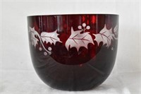 Ruby Cut to Clear Glass Bowl