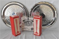 2 Silver Plate Serving Trays & More