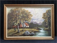 Oil on Canvas Rural Setting - Signed Artist Bea