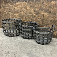 Trio of Black Baskets All Have Slight Damage