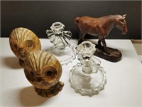 Home Decor - Candle Holders - Owl Bookends - Horse