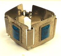 Vintage 4-Panel Faux Turquoise Bracelet
