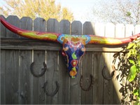 Colorful Texas Longhorn Decor and Horseshoes