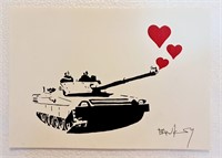 Banksy Handmade Ink Drawing On Carboard