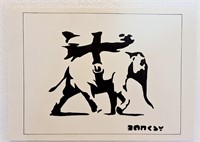 Banksy Handmade Ink Drawing On Carboard