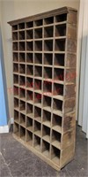 Primitive pigeon hole wood parts bin
