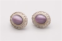 Purple Earring With Cat's Eye Effect