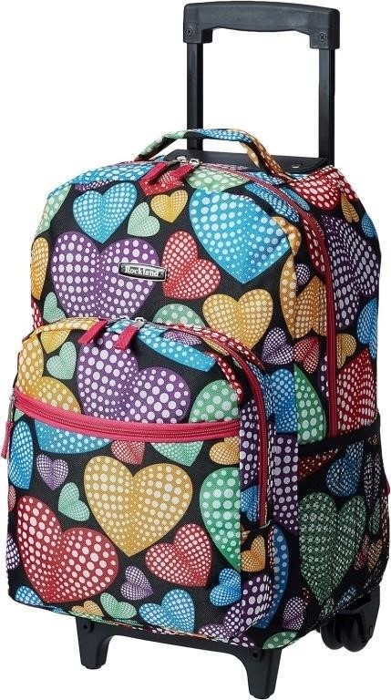 Rockland Double Handle Rolling Backpack, New Heart