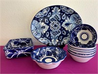 Blue & White Talavera Bowls, Platter ++