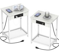 YBING NIGHTSTANDS SET OF 2 WITH CHARGING STATIONS