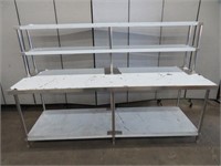 8' S/S 2 TIER WORK TABLE W 2 OVER SHELVES