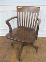 ROLLING WOOD OFFICE CHAIR 36 IN TALL HAVERTYS
