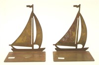 Pair brass yacht form bookends