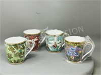 4 Noritake floral theme mugs