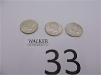 Three 1964 Silver Kennedy Half Dollars